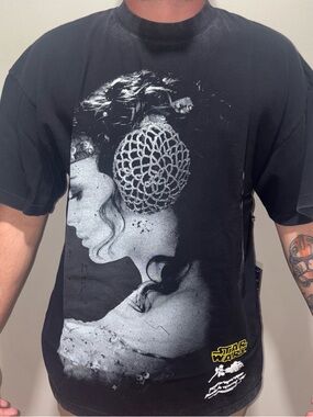 Civil Regime x Star Wars Black Graphic Tee with Princess Leia Mens M NWT